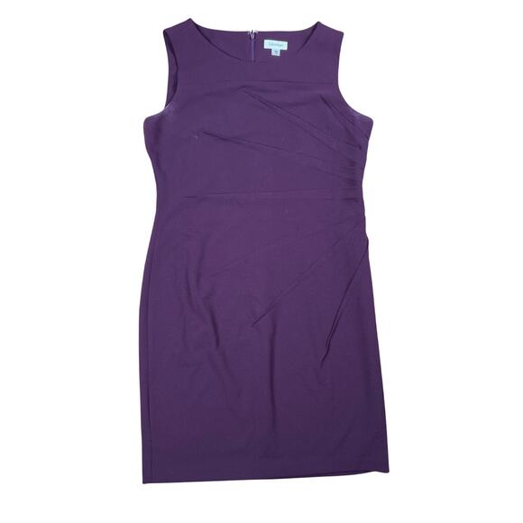 CALVIN KLEIN Starburst Sleeveless Sheath Dress 14 Aubergine Purple - Picture 1 of 6